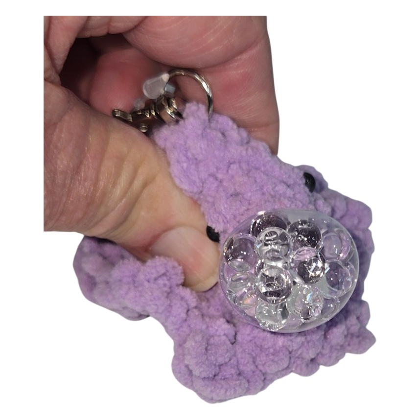 Purple Crochet Octopus Squishy Keychain