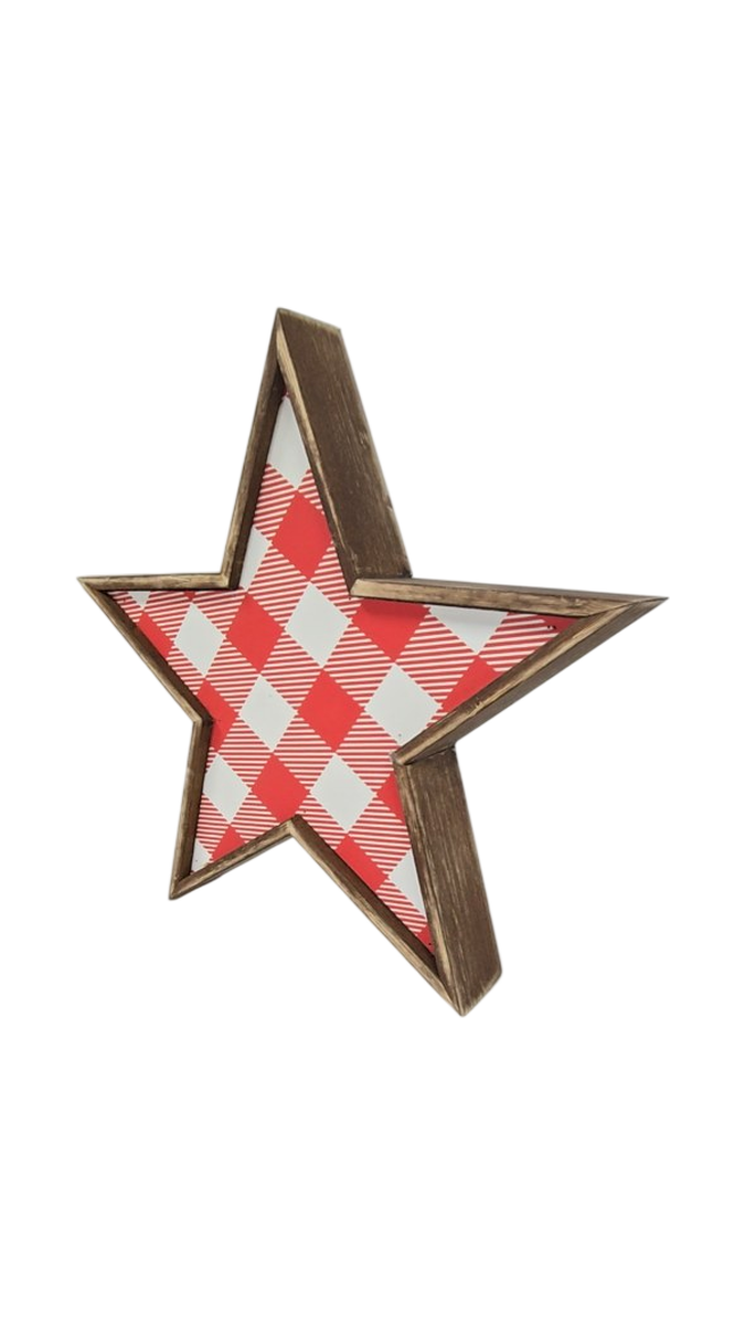 Red Buffalo Plaid Wooden Star Shelf Sitter