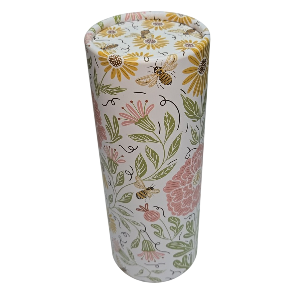 Floral &amp; Bee Print Tissue Tube – Cup Holder Size