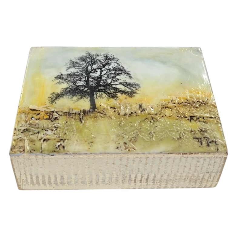 Encaustic Tree Landscape Art Block by Trish McFerran