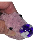 Pink Frog Squishy Crochet Keychain with Bead Filling