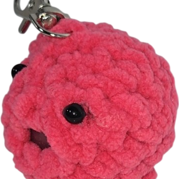 Crochet Blob Face Keychain Charm – Pink