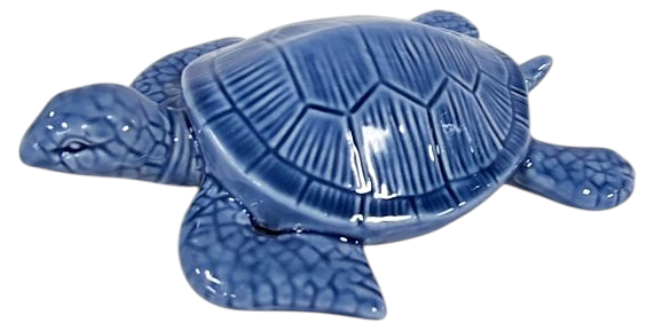 Blue Ceramic Sea Turtle Figurine