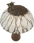 Encaustic Mushroom Sculpture with Brass Bee by Trish McFerran