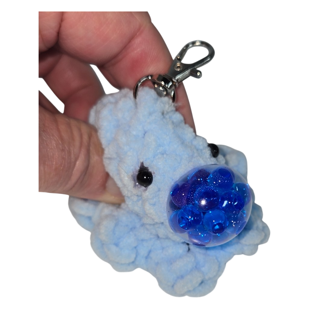 Crochet Octopus Squishy Keychain – Light Blue