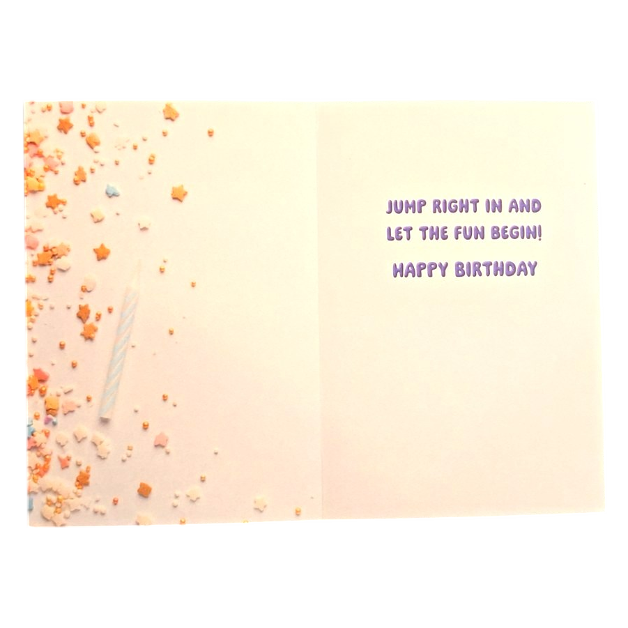 Excited Dog Birthday Cake Celebration Card