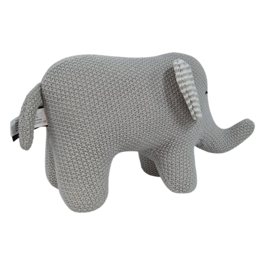 Grey Knit Elephant Stuffed Animal Plush Toy