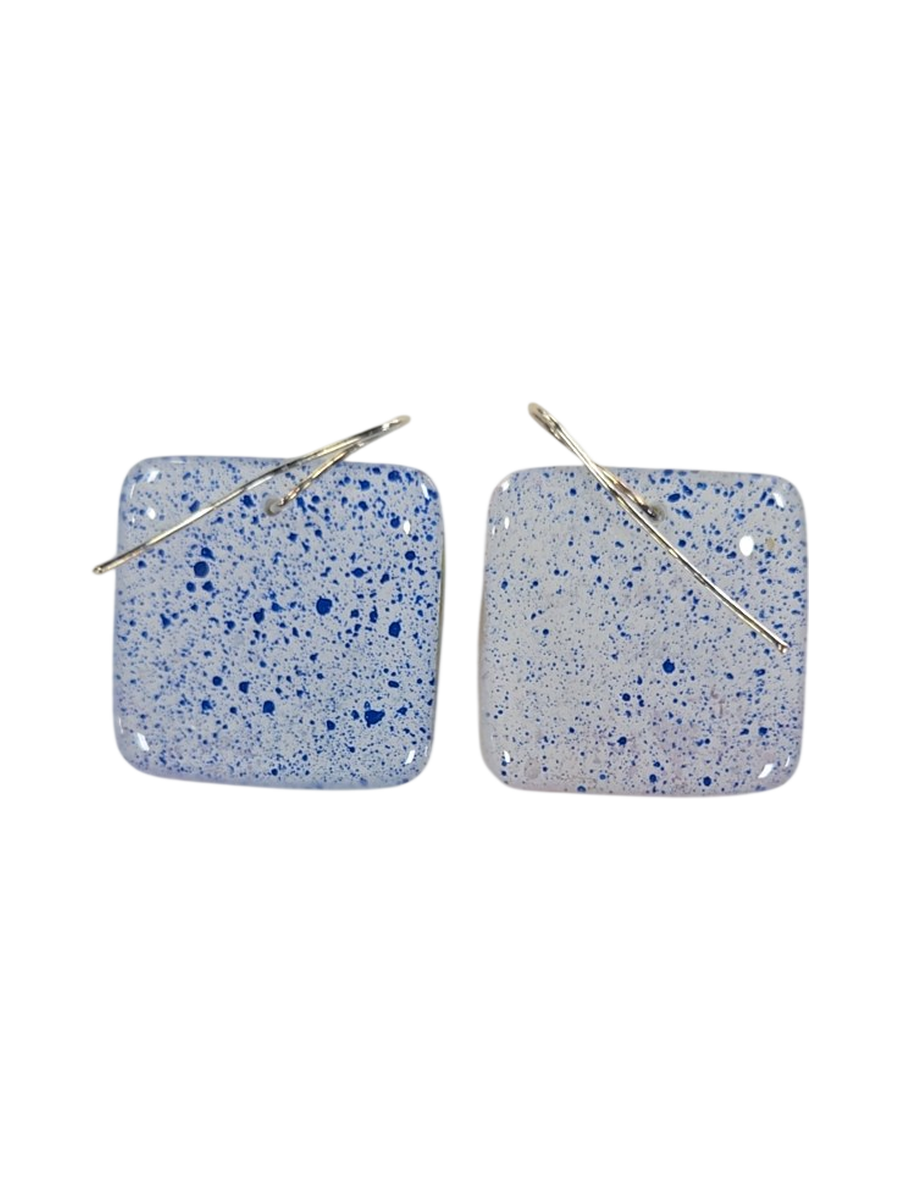 Handmade Fabric &amp; Resin Square Drop Earrings by Julie Treiman
