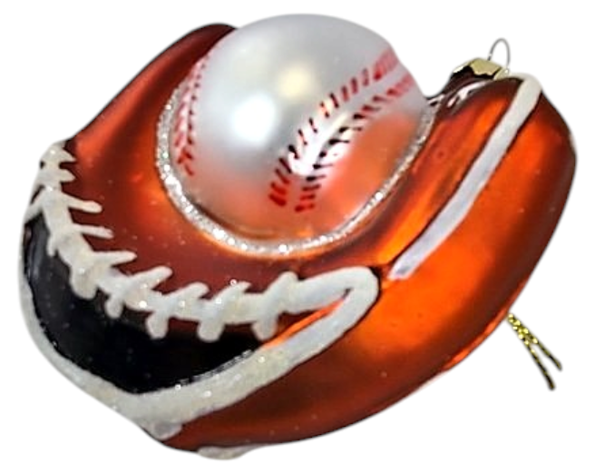 Baseball In Mitt Glass Ornament