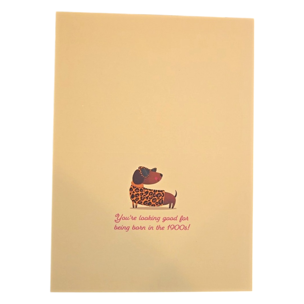 Happy Birthday Dachshund Leopard Print Card