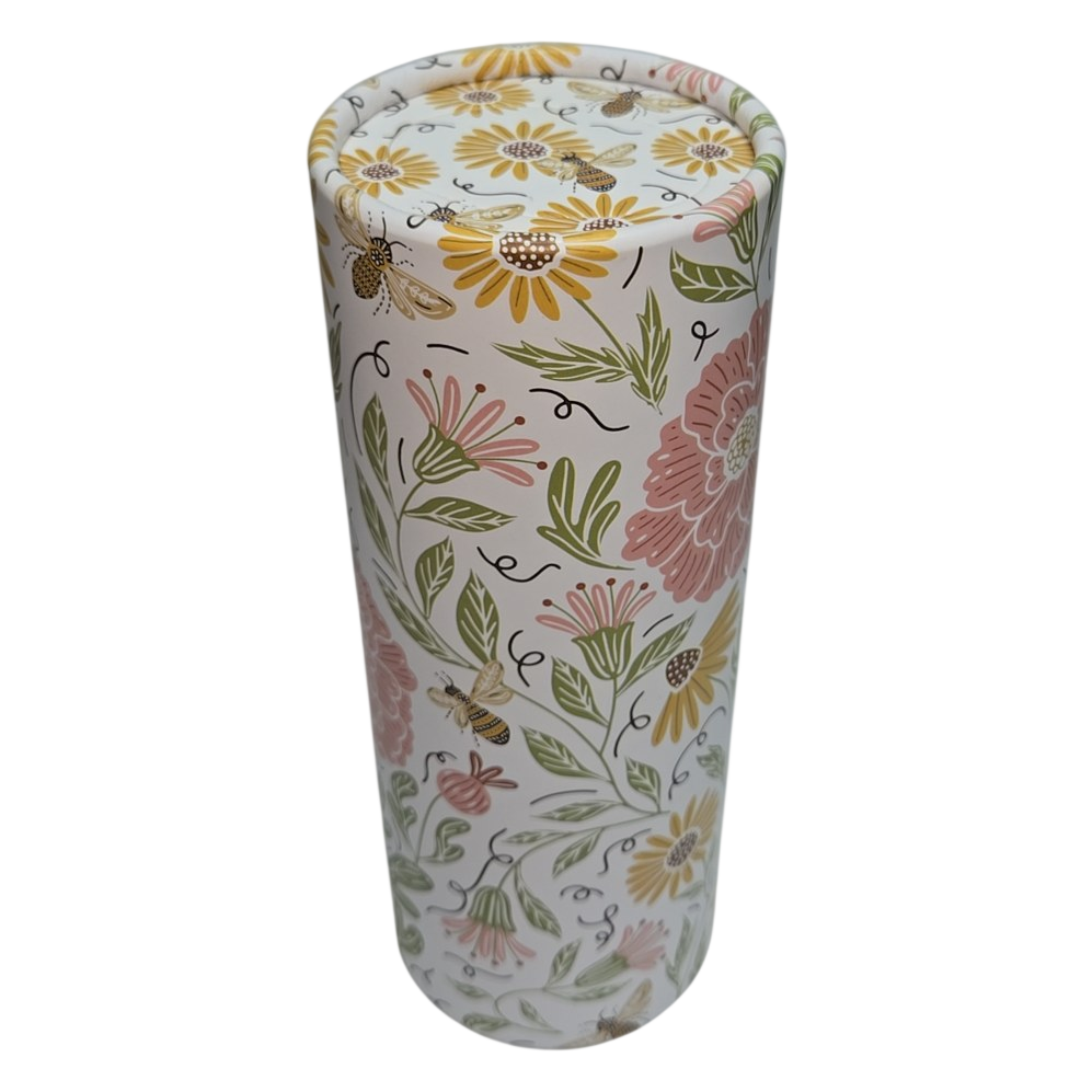 Floral &amp; Bee Print Tissue Tube – Cup Holder Size