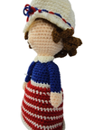 Patriotic Crochet Girl Doll – Red White & Blue Amigurumi