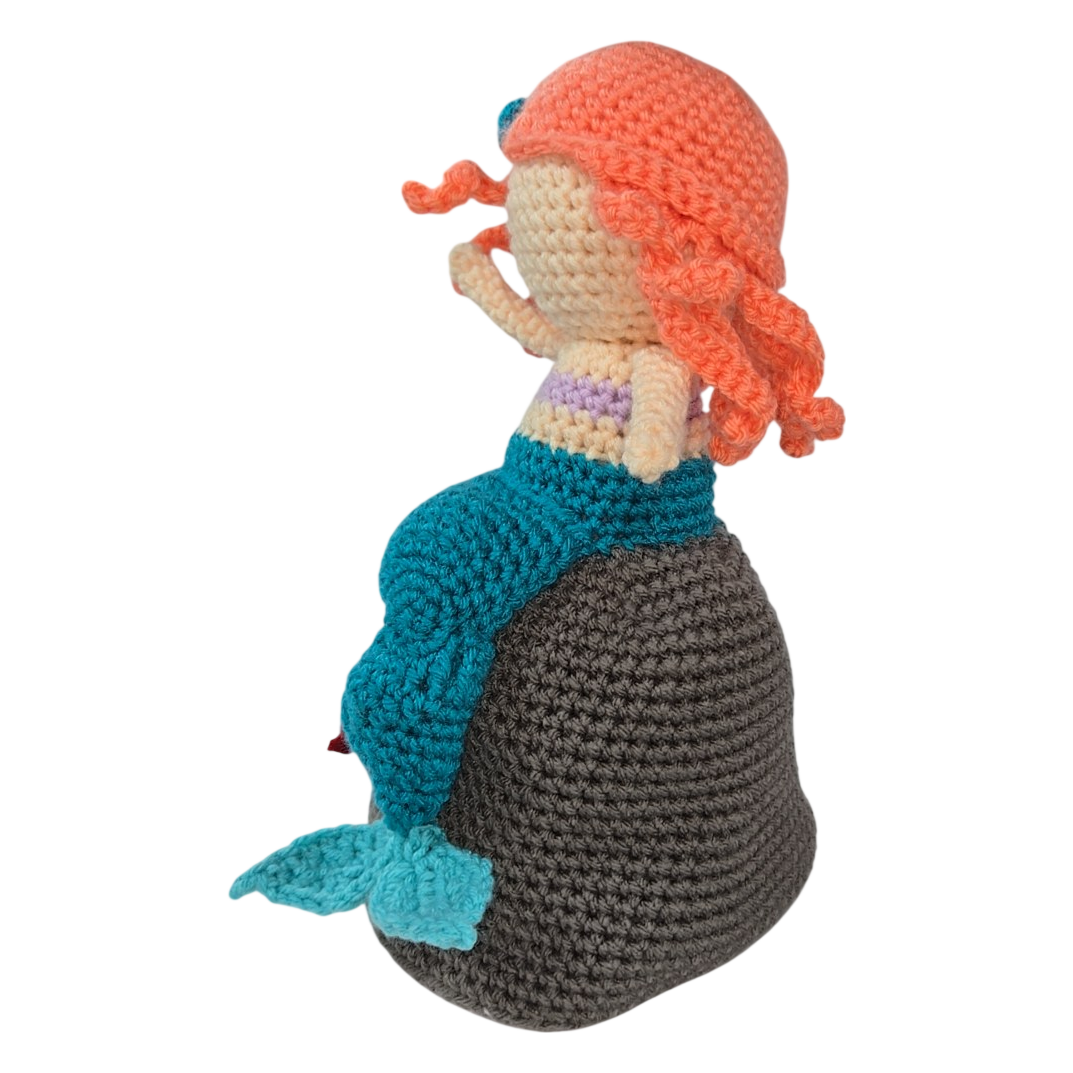 Crochet Mermaid Squishy Amigurumi Doll on Rock