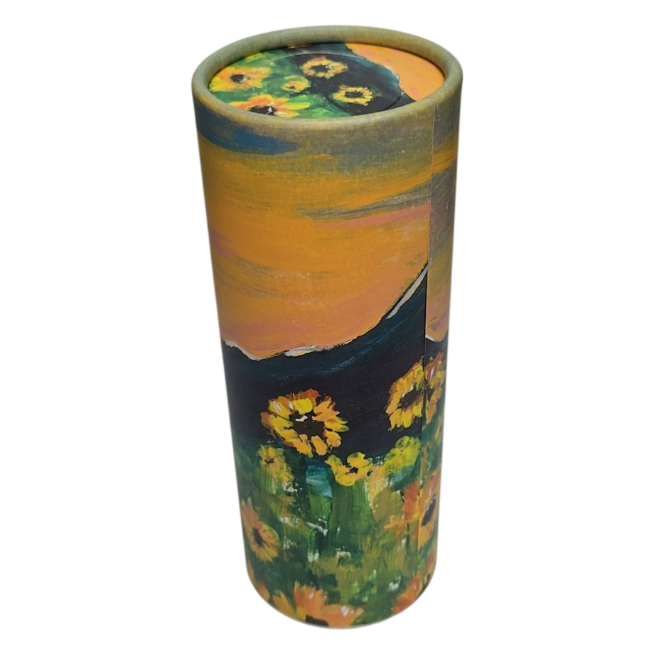 Sunflower Sunset Hand-Painted Tissue Tube – Cup Holder Size
