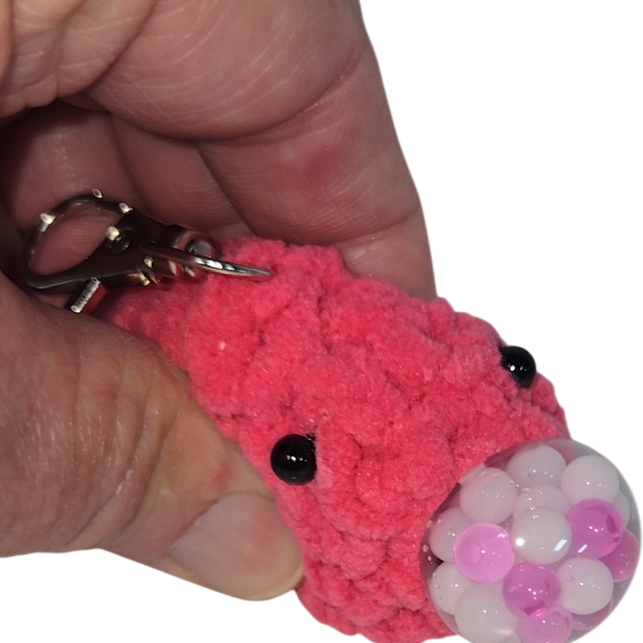 Crochet Blob Face Keychain Charm – Pink