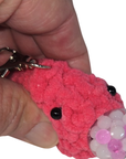 Crochet Blob Face Keychain Charm – Pink