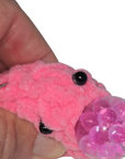 Pink Crocheted Blob Stress Ball Keychain