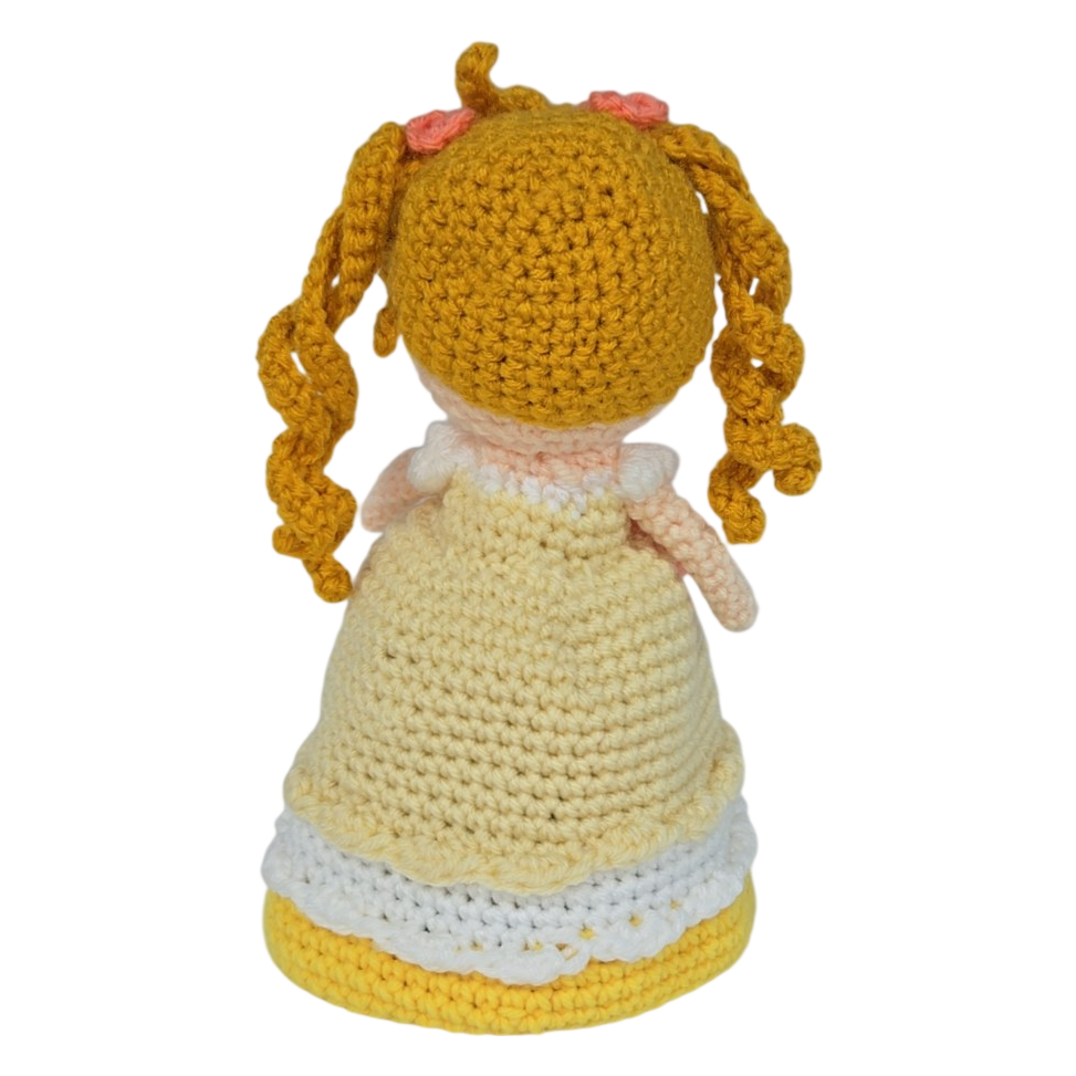 Handmade Crochet Princess Doll Amigurumi – Blonde Girl in Yellow Dress