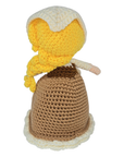 Handmade Crochet Girl Doll – Blonde Hair & Brown Dress