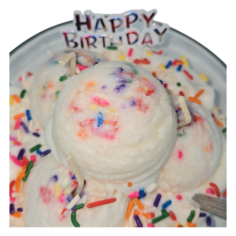 Happy Birthday Ice Cream Bowl Candle with Sprinkles