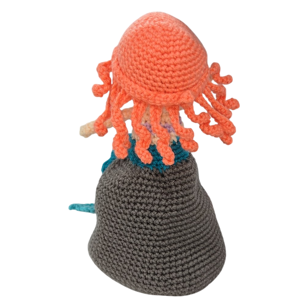 Crochet Mermaid Squishy Amigurumi Doll on Rock