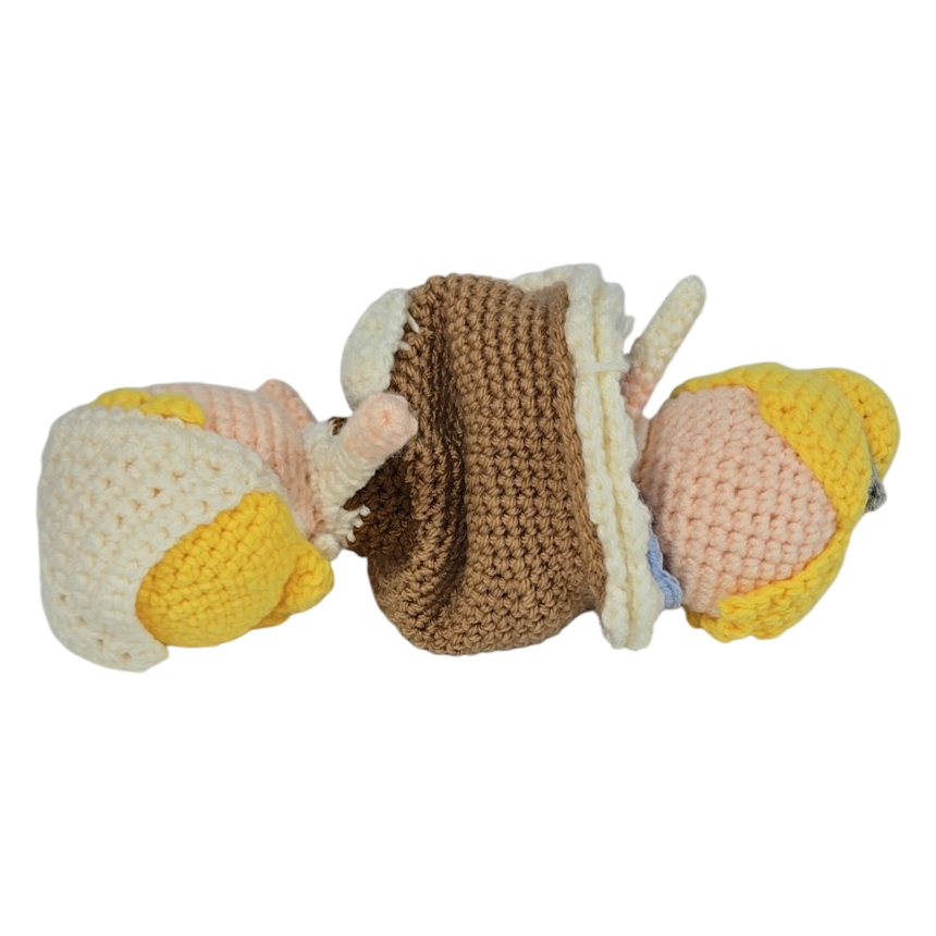 Handmade Crochet Girl Doll – Blonde Hair &amp; Brown Dress