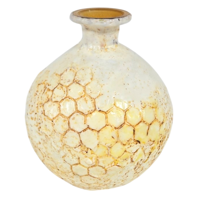 Handcrafted Ceramic Bee &amp; Honeycomb Round Vase