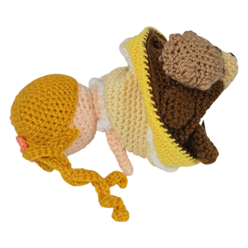 Handmade Crochet Princess Doll Amigurumi – Blonde Girl in Yellow Dress