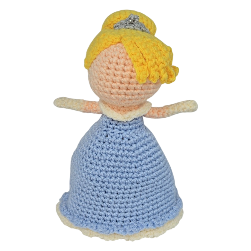 Handmade Crochet Girl Doll – Blonde Hair &amp; Brown Dress