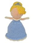 Handmade Crochet Girl Doll – Blonde Hair & Brown Dress