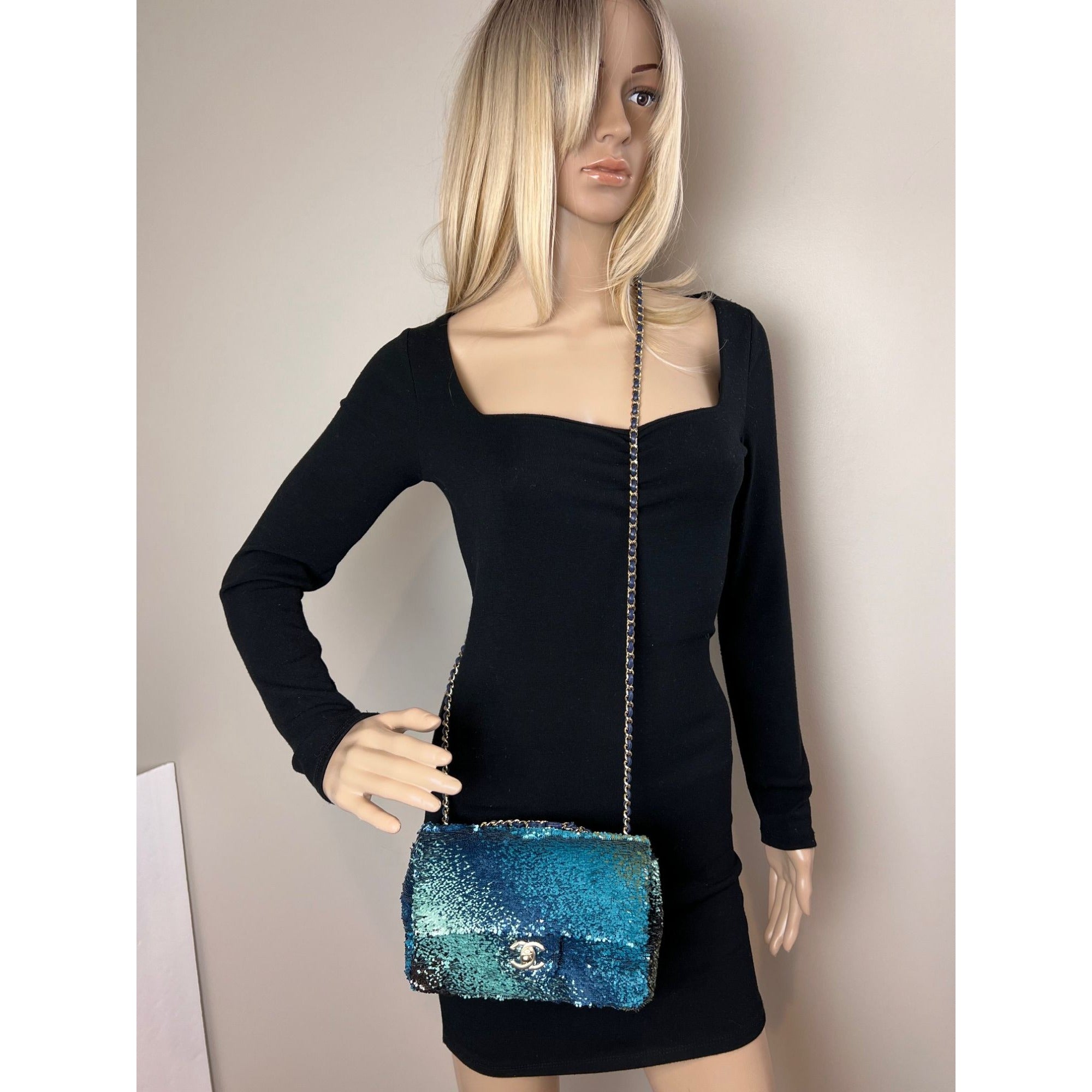 Chanel Shaded Calfskin Sequins Mini Flap Shoulder Bag