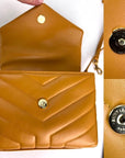 Saint Laurent Calfskin Quilted Toy Loulou Yellow Crossbody Bag