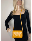 Saint Laurent Calfskin Quilted Toy Loulou Yellow Crossbody Bag