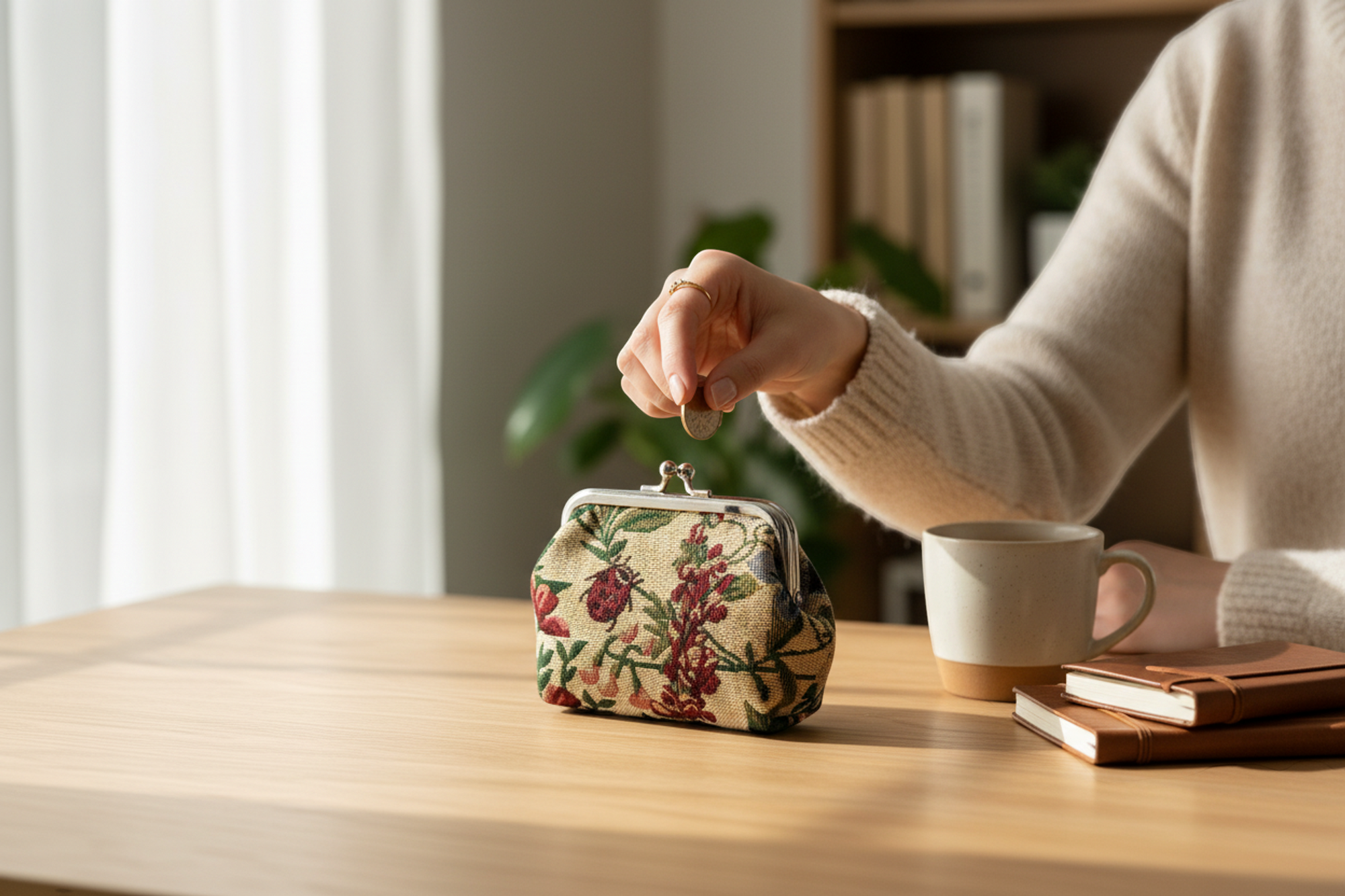 Morning Garden Tapestry Kiss Lock Coin Purse