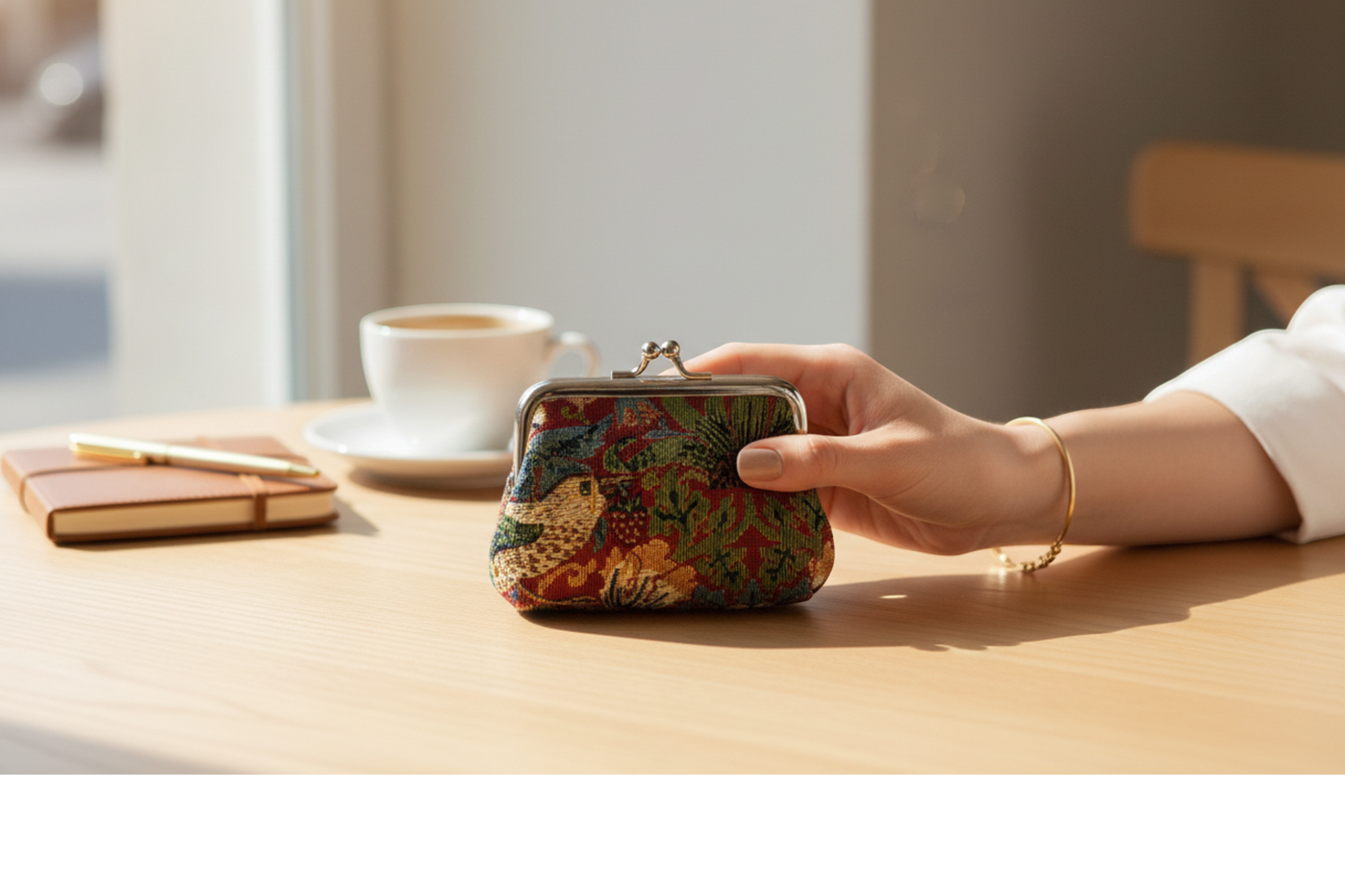 Strawberry Thief Tapestry Kiss Lock Coin Purse
