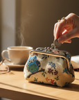 Owls Tapestry Double Kiss Lock Coin Purse