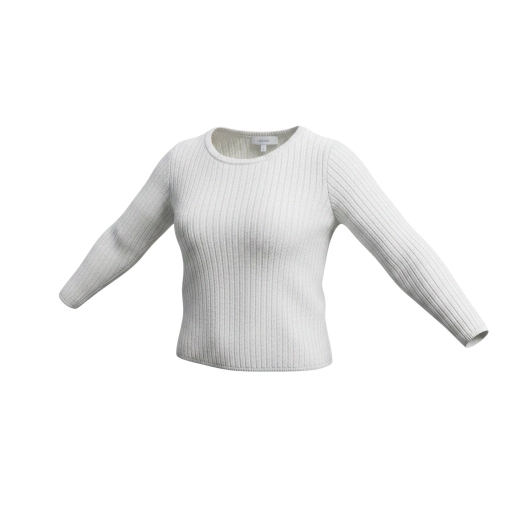 The Strawberry Shop white linen-cotton blend sweater with 3/4 sleeves and a textured knit.