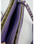 Valentino Rockstud Double Zip Purple Leather Crossbody Bag