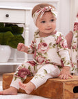 Baby Girl Cabbage Rose Cotton Romper