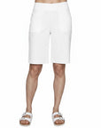 The Strawberry Shop black rayon-blend Bermuda shorts with a 10 3/4" inseam and elastic waistband.