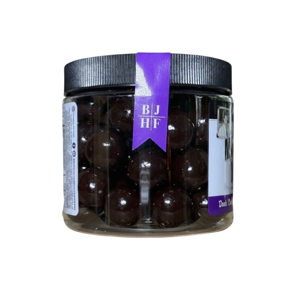 The Strawberry Shop Bruce Julian Heritage Foods Milton's Malts dark chocolate malted milk balls in a clear jar.