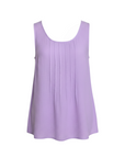The Strawberry Shop Kleen sleeveless lavender cotton top with front tuck pleating and a relaxed fit.
