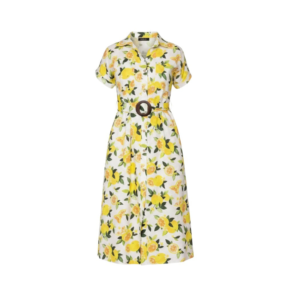 Variations Lemon Print Midi Dress V4385 XL / White Multi