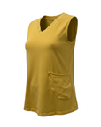 The Strawberry Shop mustard yellow sleeveless cotton blend V-neck tank top with a side pocket.