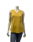 The Strawberry Shop mustard yellow sleeveless cotton blend V-neck tank top with a side pocket.