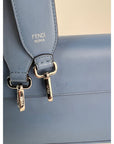 Fendi F Kan 1 Medium Blue Leather Shoulder Hand Bag