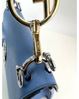 Fendi F Kan 1 Medium Blue Leather Shoulder Hand Bag