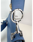 Fendi F Kan 1 Medium Blue Leather Shoulder Hand Bag