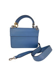 Fendi F Kan 1 Medium Blue Leather Shoulder Hand Bag