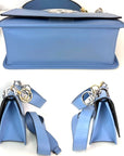Fendi F Kan 1 Medium Blue Leather Shoulder Hand Bag